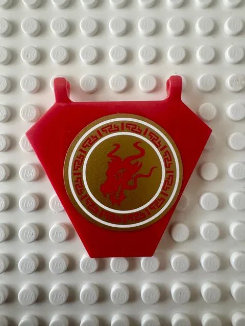 LEGO Flag 5x6 Hexagonal with Red Dragon Head in Gold Circle x1435pb008 Set 70728