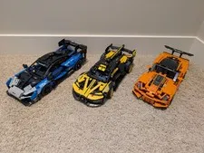Lot Of 3 Lego Technic Cars: Bugatti Bolide, McLaren Senna GTR, Corvette COMPLETE