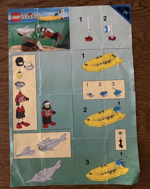 1997 LEGO System 6555 Sea Hunter Divers Instruction Manual Only VTG