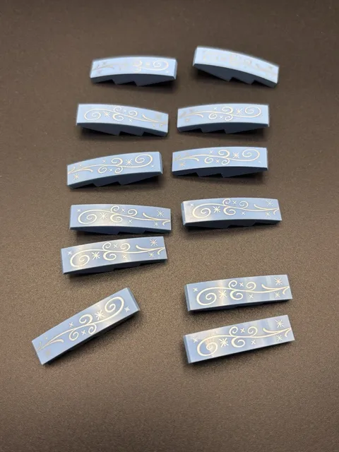 Lot of 12 LEGO 1x4 Smooth Curve Decorative Blue Brick Pieces Awning Roof