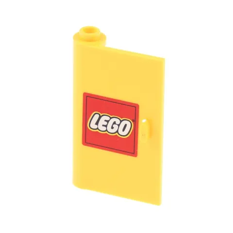 1x LEGO Door Panel 1x3x4 Left Yellow Red Sticker Logo Truck 3221 58381PB01