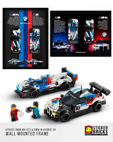 Display Frame Lego BMW M4 GT3 & BMW M Hybrid V8 #76922 Speed Champion
