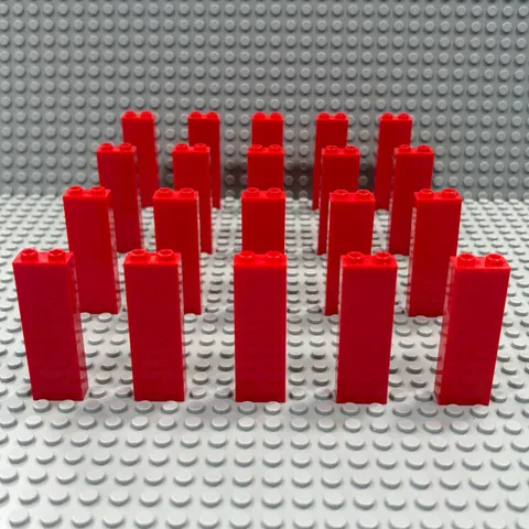 Lego 2454 Block Wall Brick Pillar Columns 1x2x5 (Pack of 20) : Red