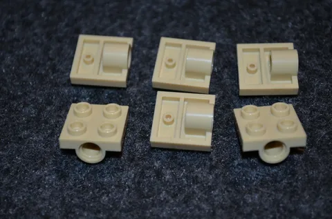 (6) 2x2 Tan /Sand Technic Plate w/ 1 - Connector under Brick ~ Lego Bricks - NEW