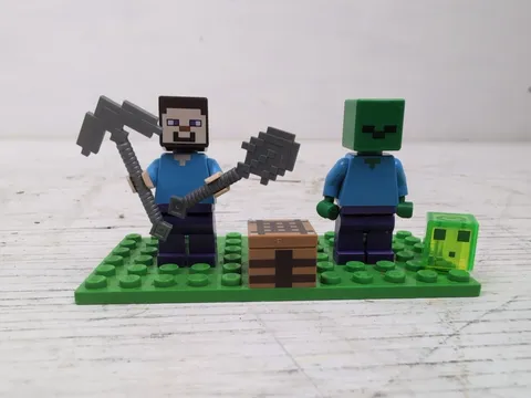 LEGO Minecraft Steve And Zombie Minifigures - With Crafting Table And...