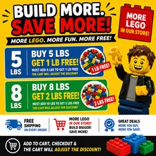 LEGO 1 lb Bulk Lot Bricks & Pieces Buy 8 lbs Get 2 Free or Buy 5 Get 1 Free