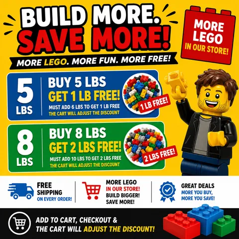 LEGO 1 lb Bulk Lot Bricks & Pieces Buy 8 lbs Get 2 Free or Buy 5 Get 1 Free