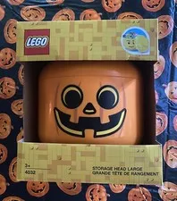 Lego Head Jack O Lantern Pumpkin Storage Bin Large