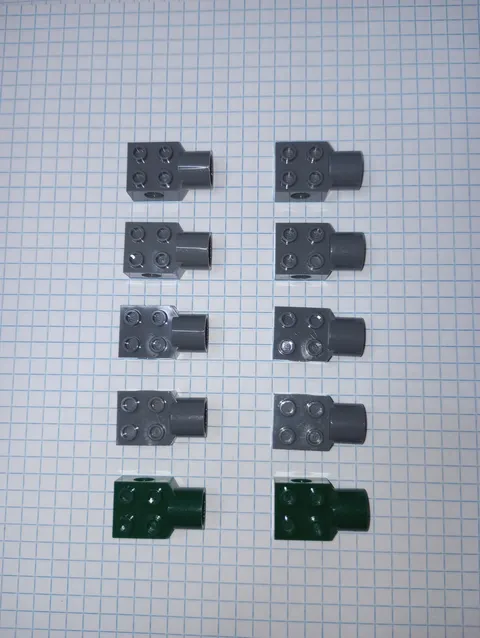 10 Pieces Lego 48169 Star Wars Technic Brick 2 by 2 with Pin Hole, 1 side joint