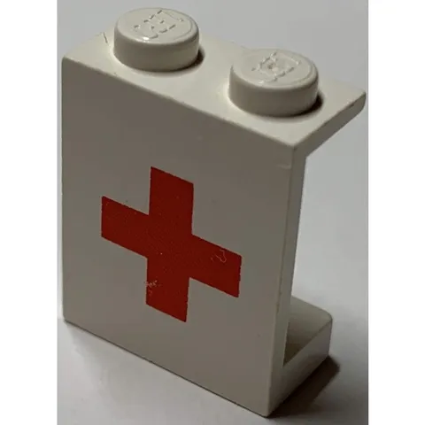 LEGO 4x Panel 1 x 2 x 2 - Solid Studs with Red Cross Pattern inv.620