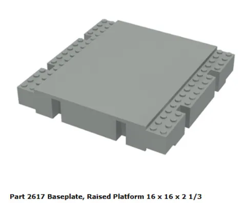 LOT OF 3 - LEGO Piece #2617 Raised Platform (Light Gray - 16 x 16 x 2.33)