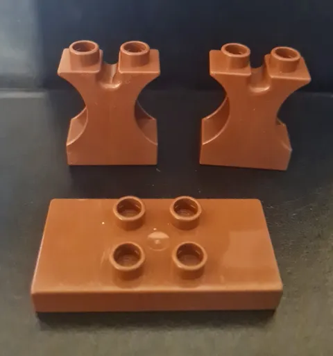 DUPLO LEGO CODE 6413, 42234 Brown Side Cutouts and Channel in Top, dragon tower