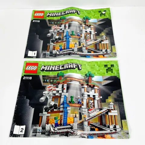 Lego Minecraft 21118 The Mine Instruction Manuals 1 and 2 Only