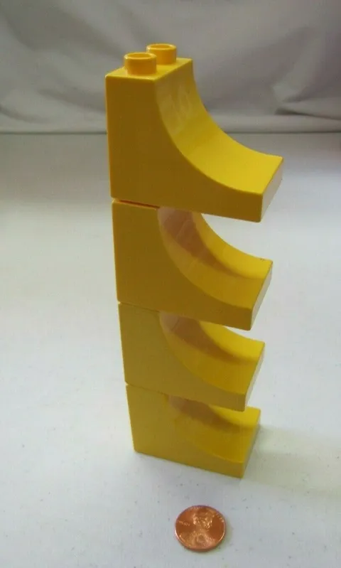 LEGO Duplo Block YELLOW 2x3x2 CURVED SLOPE RAMP BRICK 4 Block Lot Building 2301