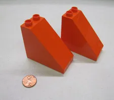 Lego  Duplo Dark Orange 2X3 Medium Slope Ramp Brick 2 Block Lot Building Castle