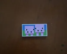 LEGO Minecraft Printed Tile White/Multicolor 1x2 Pixel Face Design - 1 Piece