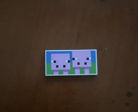 LEGO Minecraft Printed Tile White/Multicolor 1x2 Pixel Face Design - 1 Piece