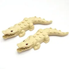 LEGO Tan Crocodile Alligator Animal Figure Hidden Side Boat Albino Gator QTY 2