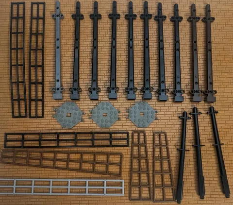 LEGO 23pcs Pirate Ship Black Mast Parts Pieces Rigging Long And Short