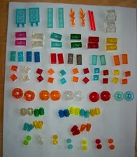 Lot/100 LEGO Transpaarent Blocks/Pieces - Various Sizes/Shapes/Colors