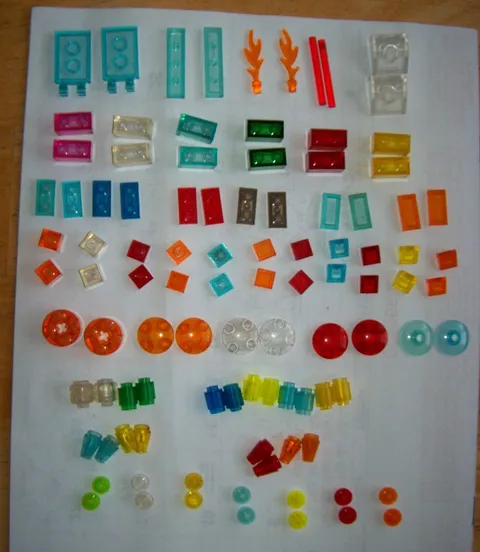 Lot/100 LEGO Transpaarent Blocks/Pieces - Various Sizes/Shapes/Colors