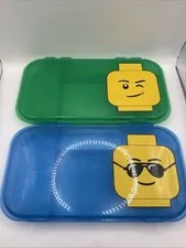 LEGO MiniFigure  Storage Case 11" x 6" Plastic Lot Of 2 Vintage NEW