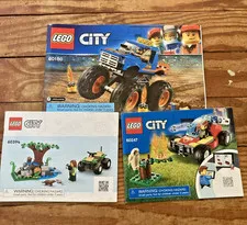 Lego City Vehicle Instruction Manuals Sets 60394, 60180, and 60247 Fire Monster
