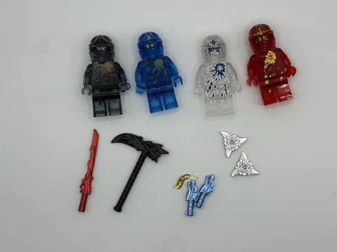 Lego Ninjago Custom NRG Set of 4 Jay Kai Cole Zane With Weapons