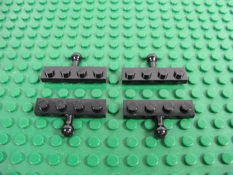4x LEGO Black Modified Plates 1 x 4 Towball Pirate Boat Ship Sail Holder #3184