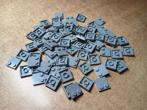 LEGO BULK LOT OF 72 LIGHT BLUISH GRAY TILES STUDS ON EDGES 2X2 #33909
