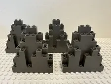 (4)  LEGO Rock Wall Panel Lot- #6083- OLD Dark Grey-Castle, Mountain-LURP BURP