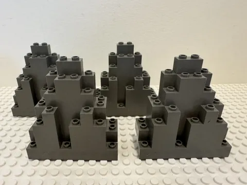 (4)  LEGO Rock Wall Panel Lot- #6083- OLD Dark Grey-Castle, Mountain-LURP BURP