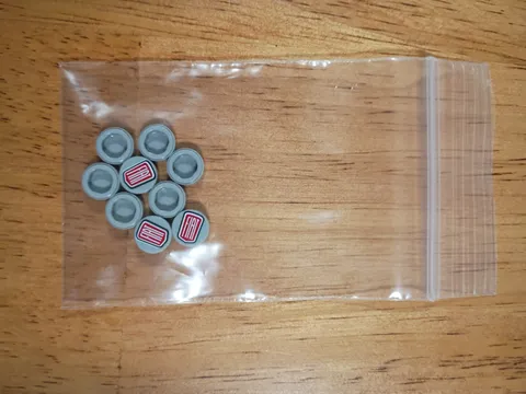 Lego 9 New Light Bluish Gray Tiles Round 1 x 1 with FIAT Logo Pattern Pieces