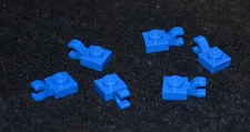 6 ~ 1x1 Blue Plate w/ Vertical Center Connector Clip Bricks ~ NEW Lego Parts ~