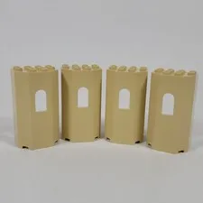 4X LEGO Harry Potter TAN Turret Wall Panel w/ Window 3x4x6 Part Lot 30246