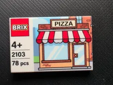 Lego Pizza Shop Build Set package Parody Custom printed original  brick 2x3 tile