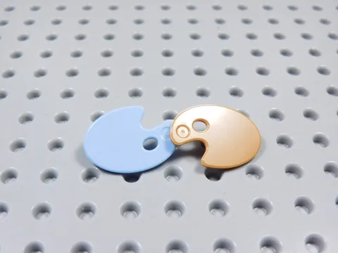 LEGO Lot of 2 Paint Palette Accessory Medium Nougat Bright Light Blue Minifig BS
