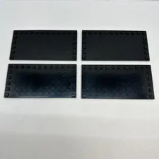 Lego Part # 06718 Black Tile Modified 6x12 With Studs On Edges Lot Of 4