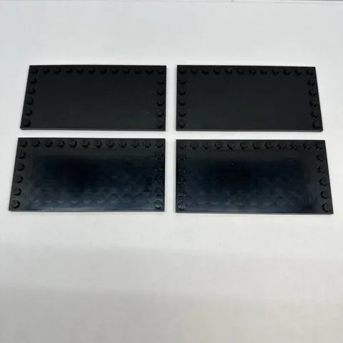 Lego Part # 06718 Black Tile Modified 6x12 With Studs On Edges Lot Of 4