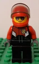 Lego Minifigure Town Airport Race Plane Pilot With Helmet & Visor From 60144