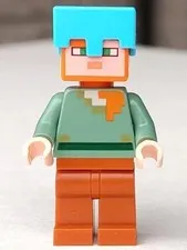LEGO® Minifigure Minecraft min062 Alex Dark Orange Legs Medium Azure Helmet