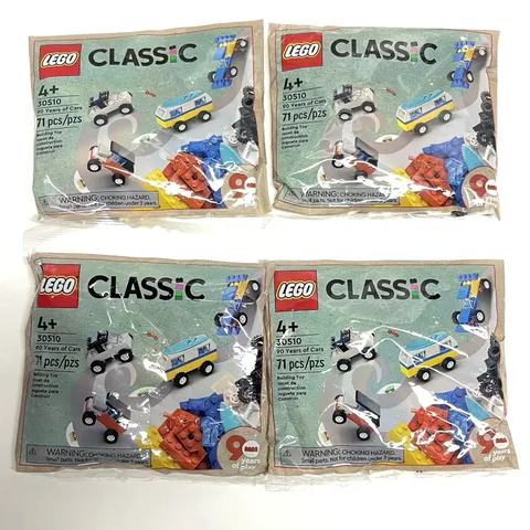 Lot Of 4 - LEGO Classic 30510 90 Years of Cars 71 Piece 4 Mini Build Builders