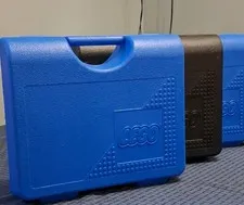 1997 Lego Storage Container Lot Of 3 One Black Two Blue Travel Carry Box Empty 