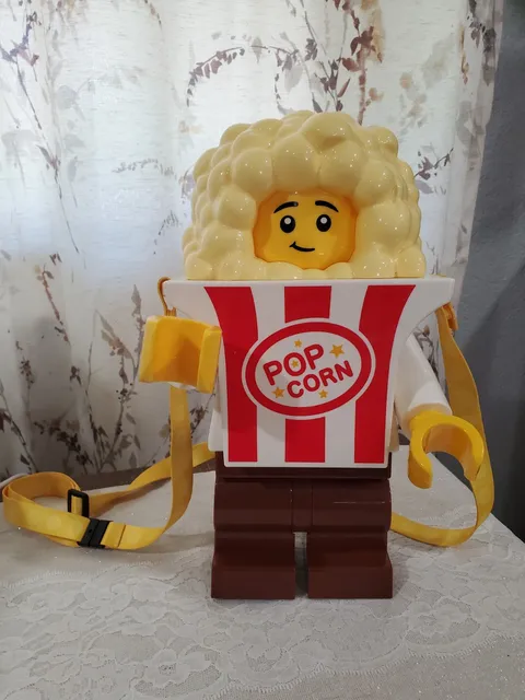 LEGO Popcorn Costume Guy Minifigure Storage Box Container w/ Yellow Strap