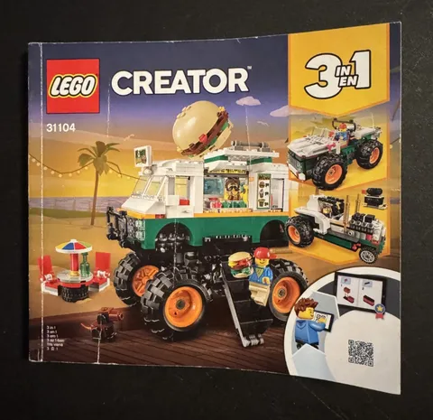 LEGO Creator 3-in-1 Monster Burger Truck 31104 Instruction Manual Booklet