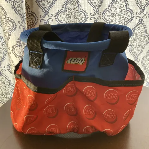 LEGO STORAGE Bin Bucket Travel Collapse Bag Carry Organizer Red Blue Tote
