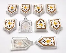 Lego 10 New Trans- Clear Tiles Modified 2 x 3 Pentagonal w/ Nexo Power Shields