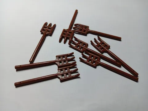 LEGO BULK LOT OF 8 MINIFIGURE UTENSIL PITCHFORK REDDISH BROWN
