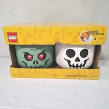 Lego Halloween Edition Storage Heads Small 2 Piece Set Zombie & Skeleton NEW