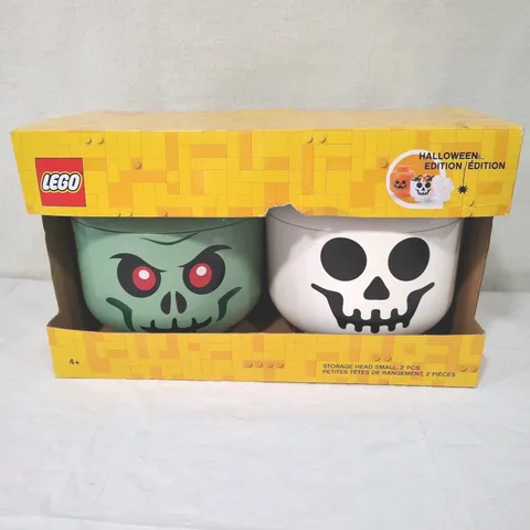 Lego Halloween Edition Storage Heads Small 2 Piece Set Zombie & Skeleton NEW